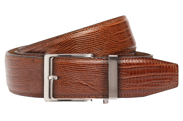 Lizard Dress Belt with 40mm Strap - Brown