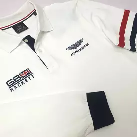 Long sleeve polo shirt for men with AM crest | White