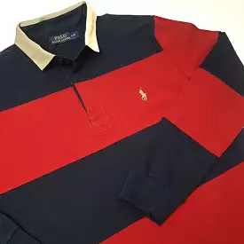 Longsleeve PRL striped polo men red