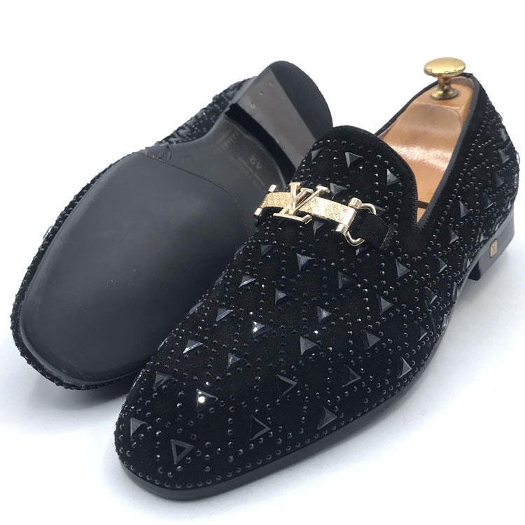 LV crystal Exotic black dress shoes