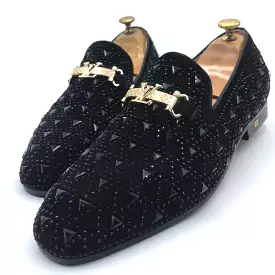 LV crystal Exotic black dress shoes