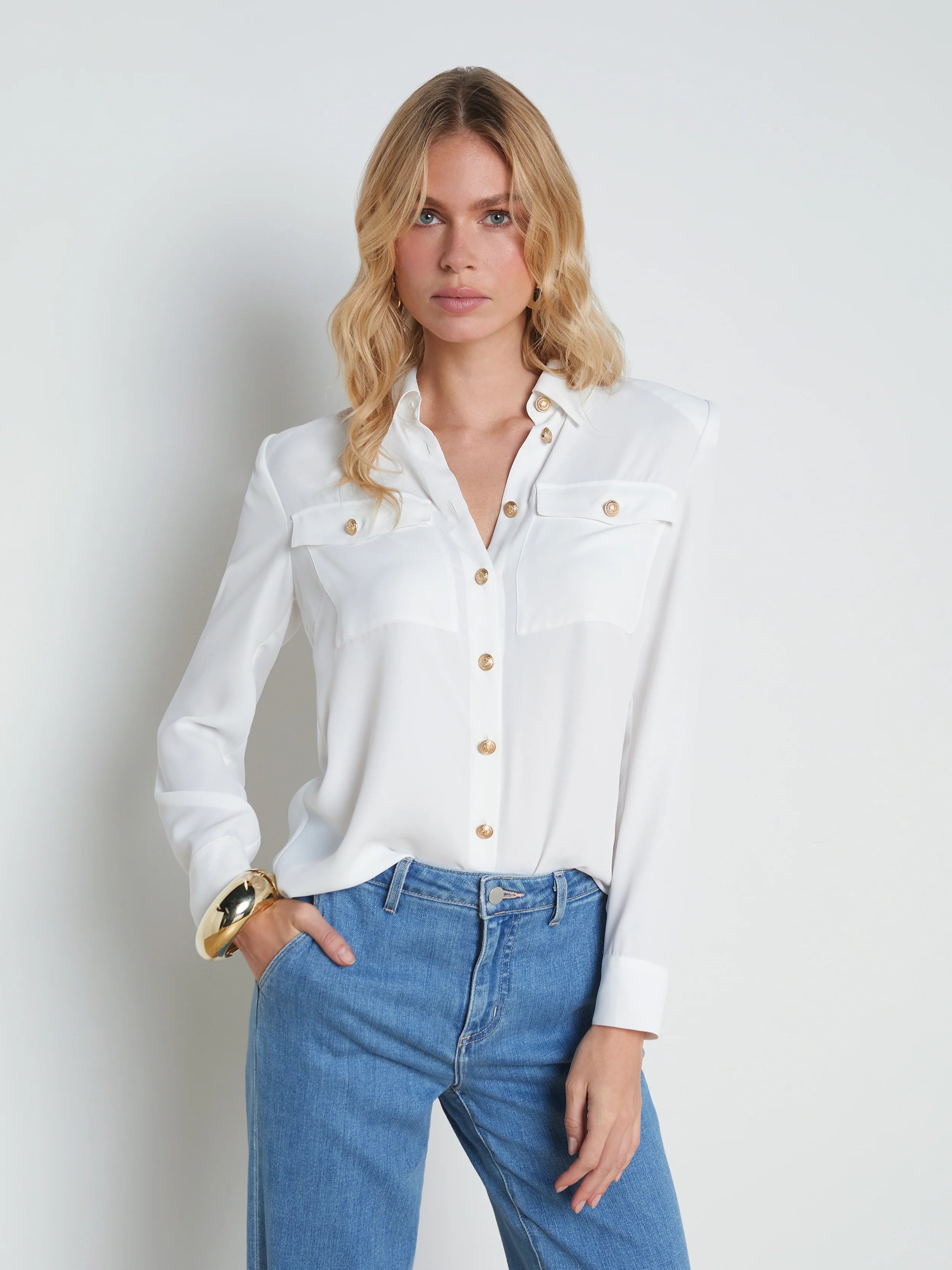 Maisy Cargo Pocket Shirt - Ivory from L'agence