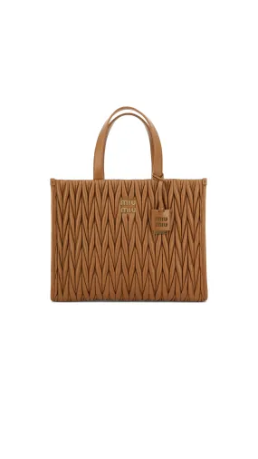 Matelassé Nappa Leather Tote - Caramel