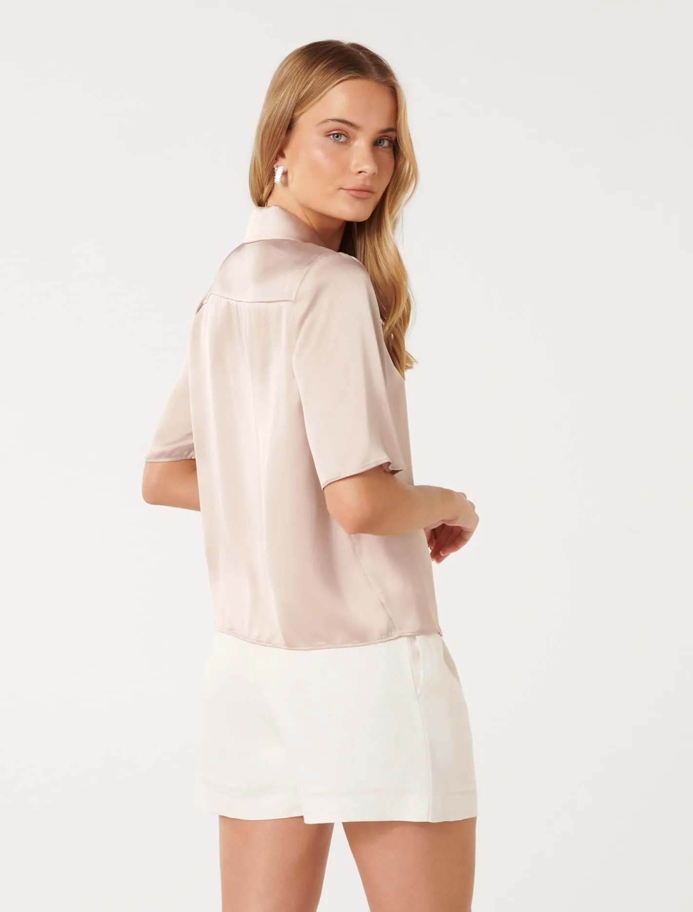 Mercedes Satin Shirt, Short Sleeve 