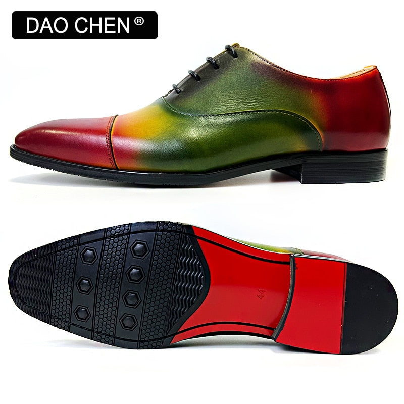 Mixed Colors Lace Up Square Cap Toe Men's Dress Shoes