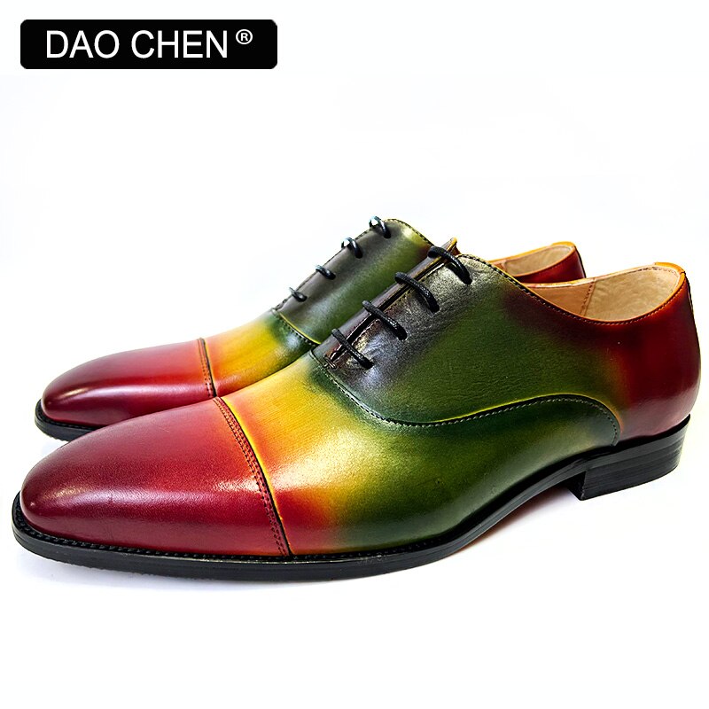 Mixed Colors Lace Up Square Cap Toe Men's Dress Shoes