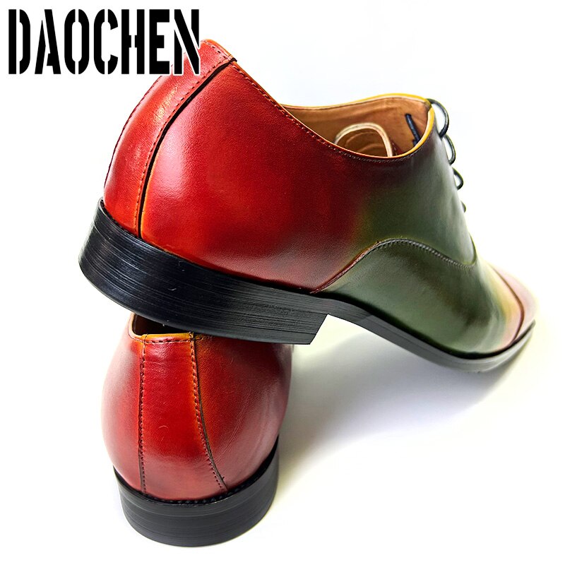 Mixed Colors Lace Up Square Cap Toe Men's Dress Shoes