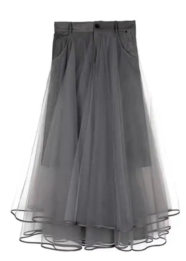 modern grey patchwork tulle skirts spring HA1026