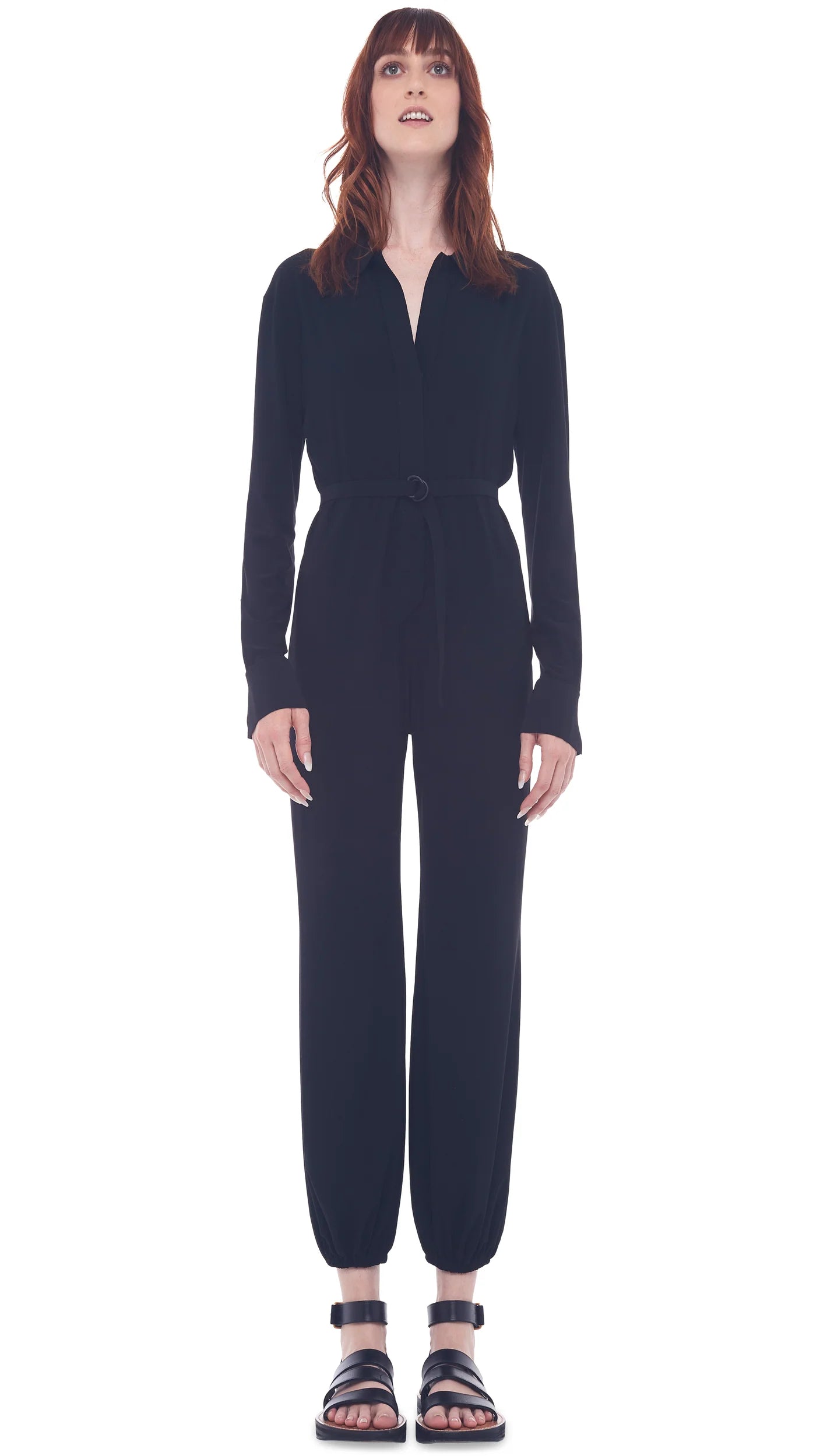 Norma Kamali NK Shirt Jog Jumpsuit Black.