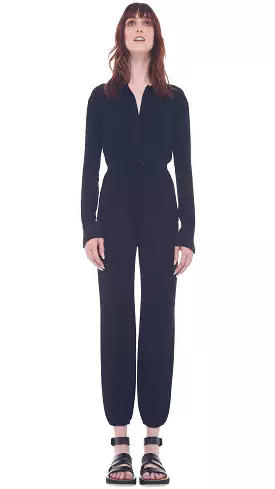 Norma Kamali NK Shirt Jog Jumpsuit Black.