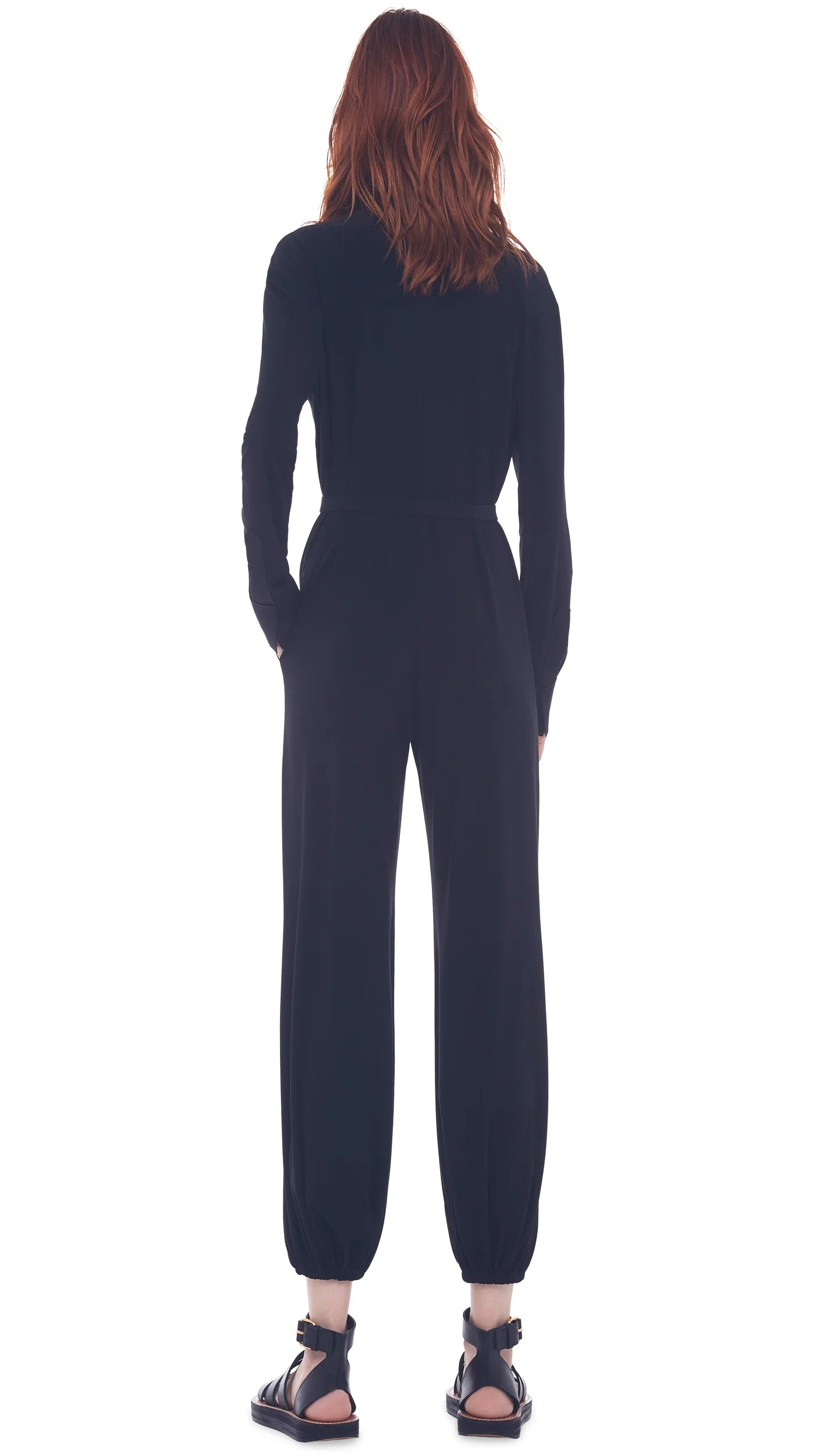 Norma Kamali NK Shirt Jog Jumpsuit Black.