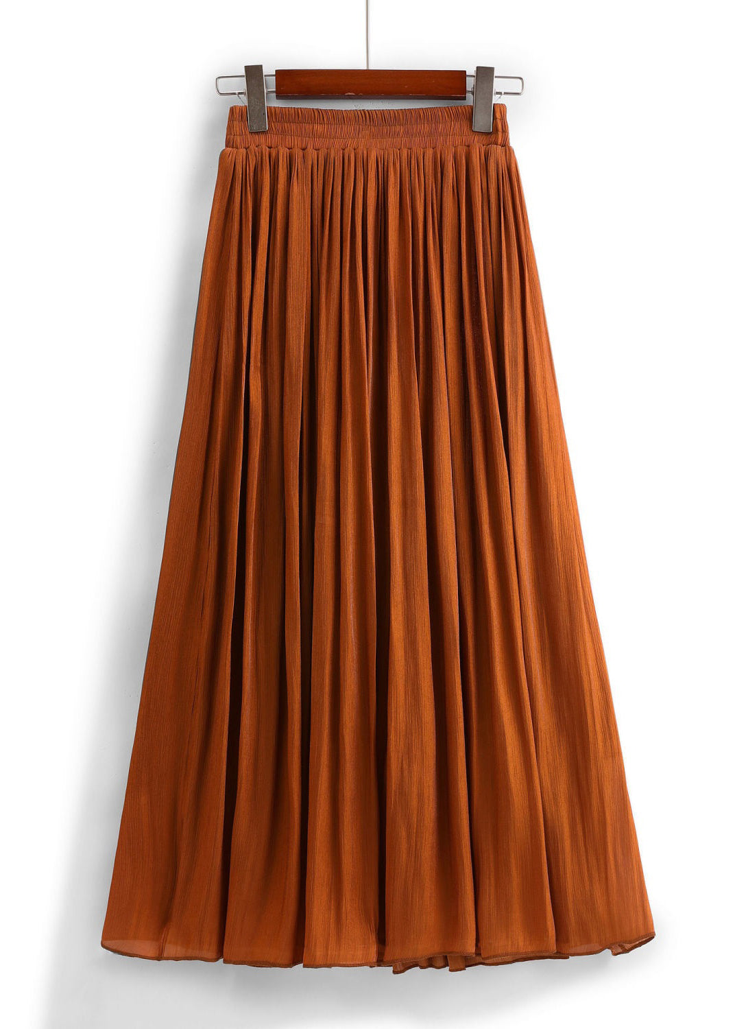 Orange Cotton Pleated Skirts High Waist - AS1007