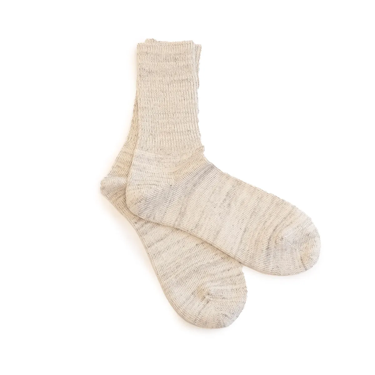 Organic Ribbed Crew Socks - Ecru/Grey (Pack of 3)