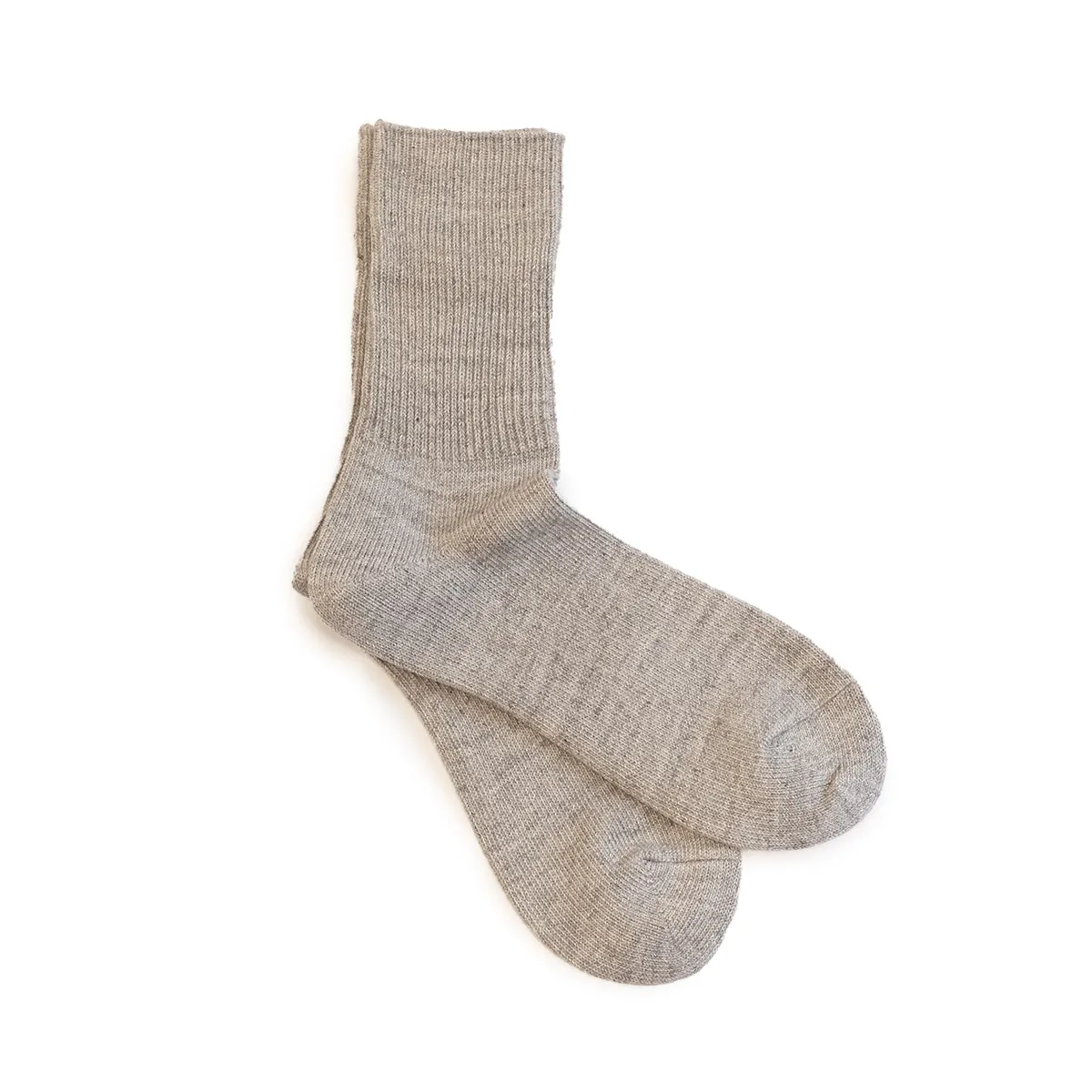 Organic Ribbed Crew Socks - Ecru/Grey (Pack of 3)