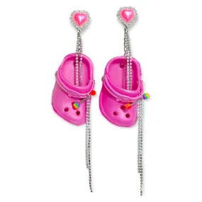 Pink Bedazzled Mini Croc Earrings - Result: Sparkly Pink Crocodile Earrings