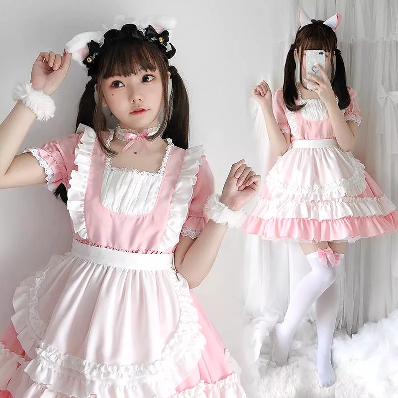 Pink Cat Maid Cosplay Dress - AD210188