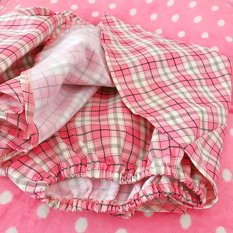 Pink Plaid Puff Skirt - AD210056