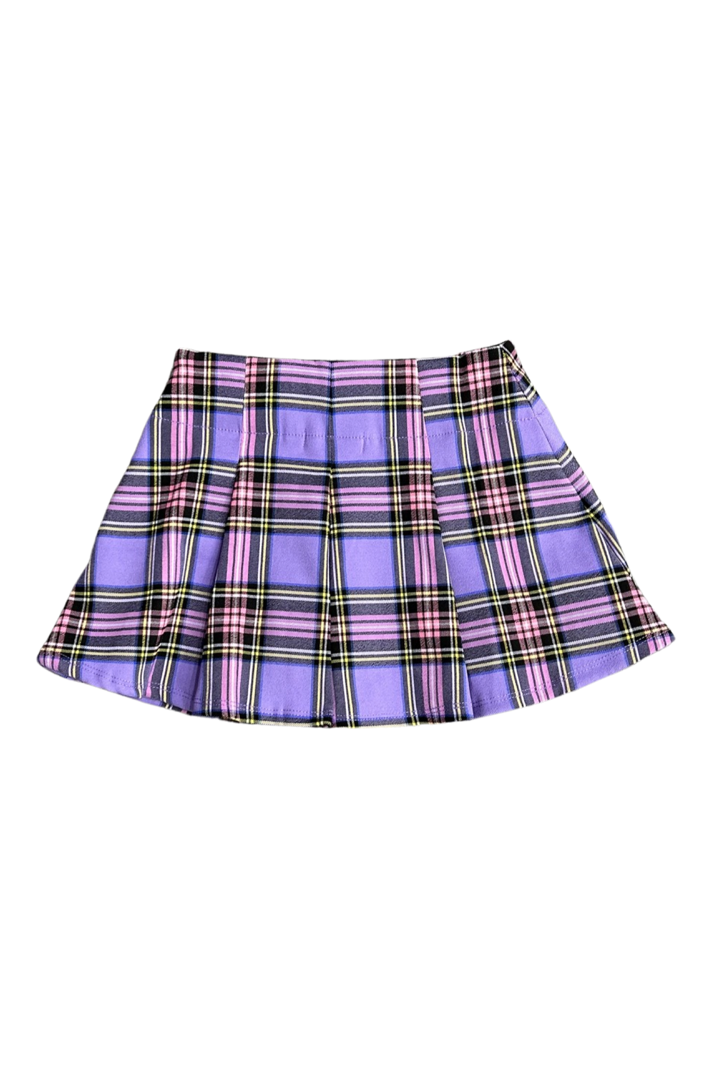 Purple plaid pleated skort - Google SEO result: Trendy purple plaid skort with pleats. Perfect for a fashionable and comfortable