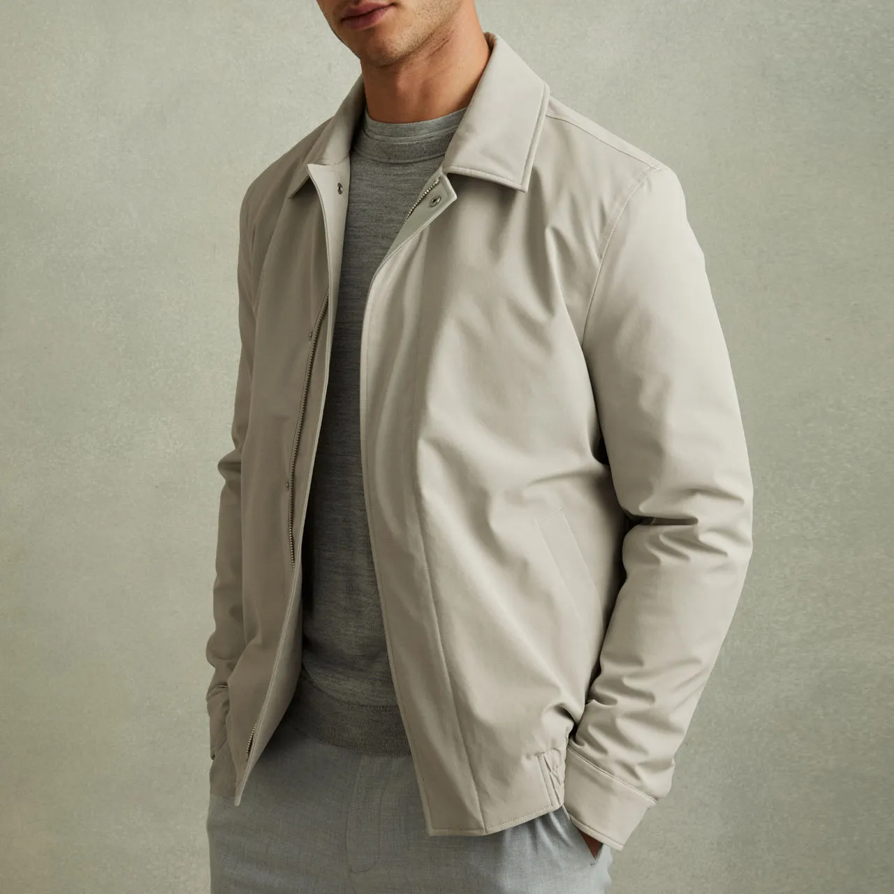 Beige Cologne Harrington Jacket by REISS