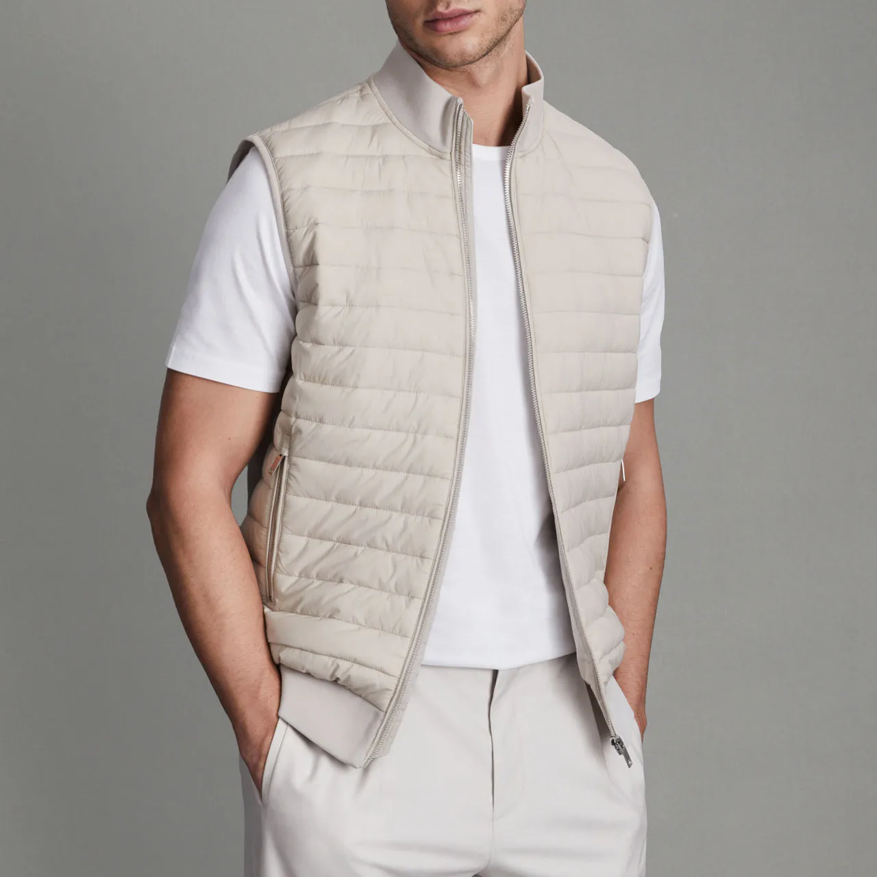 REISS Beige Padded Gilet - Pluto