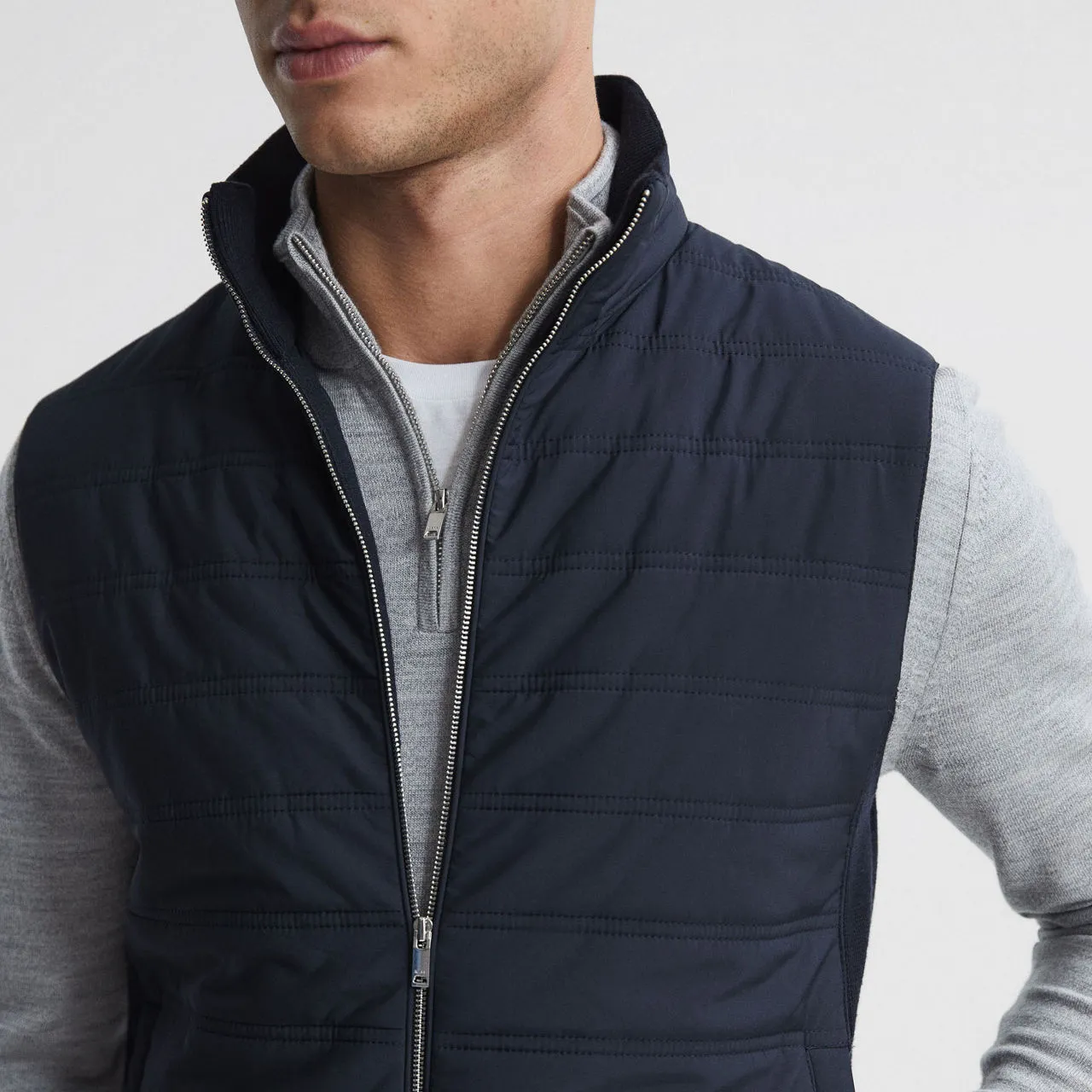 REISS William Quilted Gilet Blue