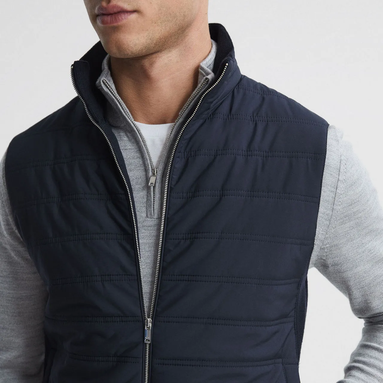 REISS William Quilted Gilet Blue