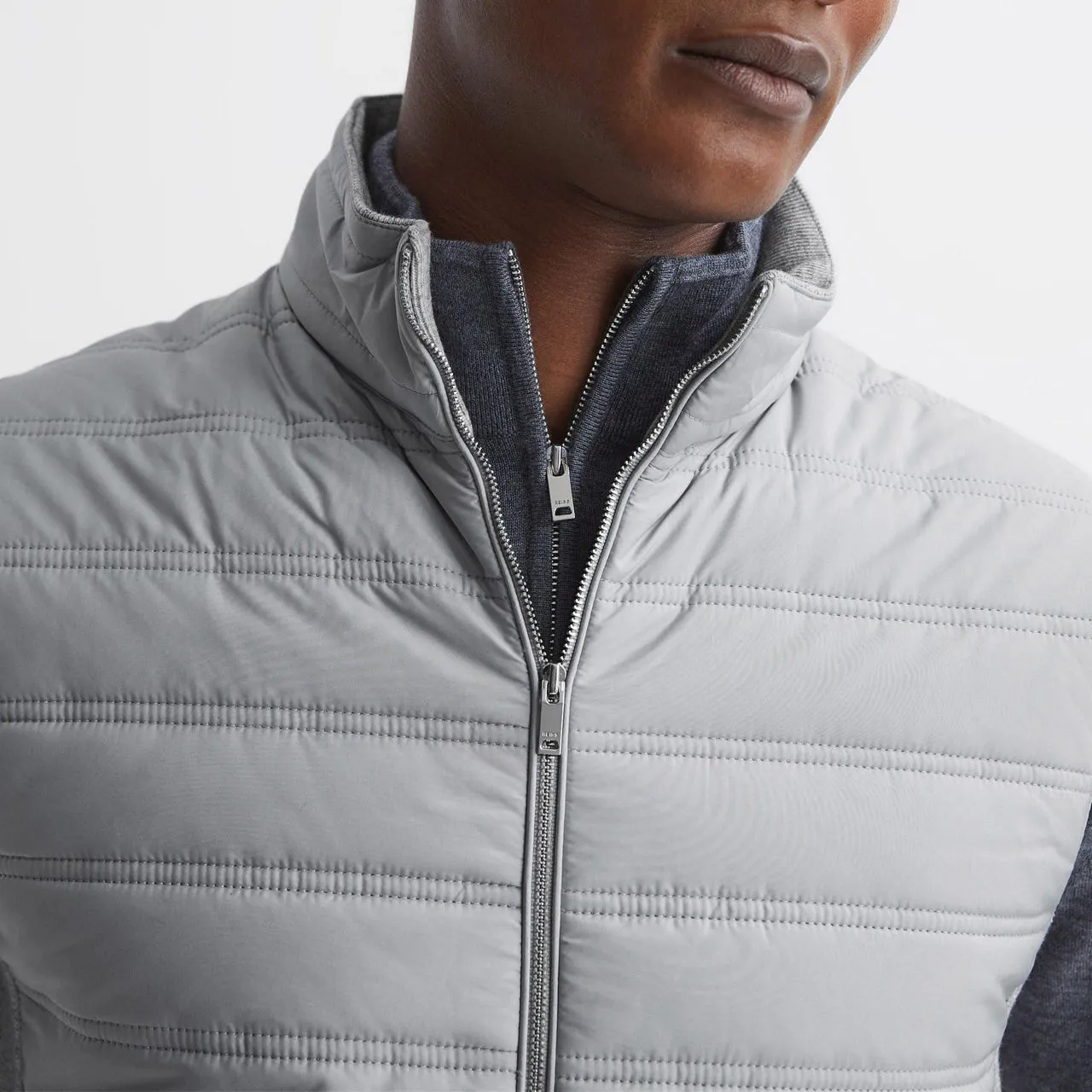 REISS William Quilted Gilet Grey