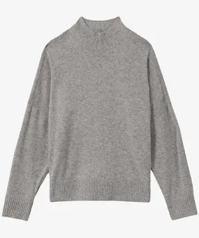 Reiss Women's Grey Alicia Funnel-Neck Relaxed-Fit Wool Jumper