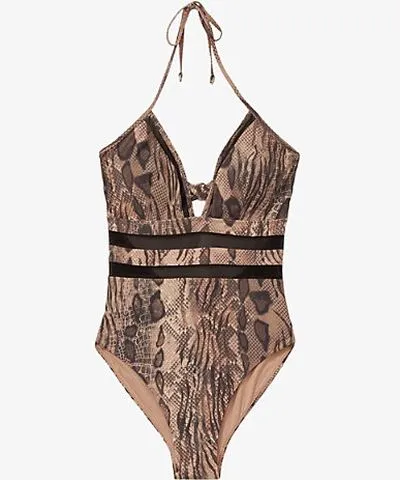 Reiss Women's Mink Hope Snake-Print Swimsuit