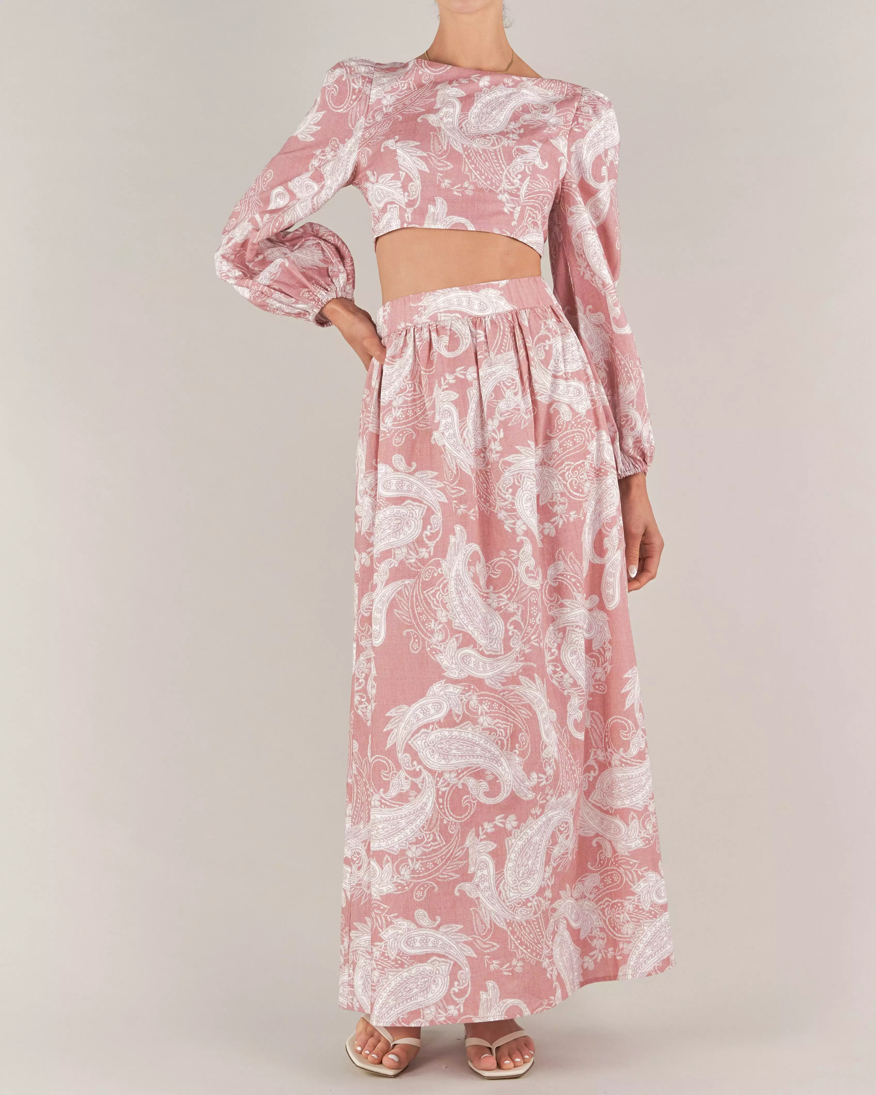 Rosa Paisley Linen Maxi Skirt - Shop Now!