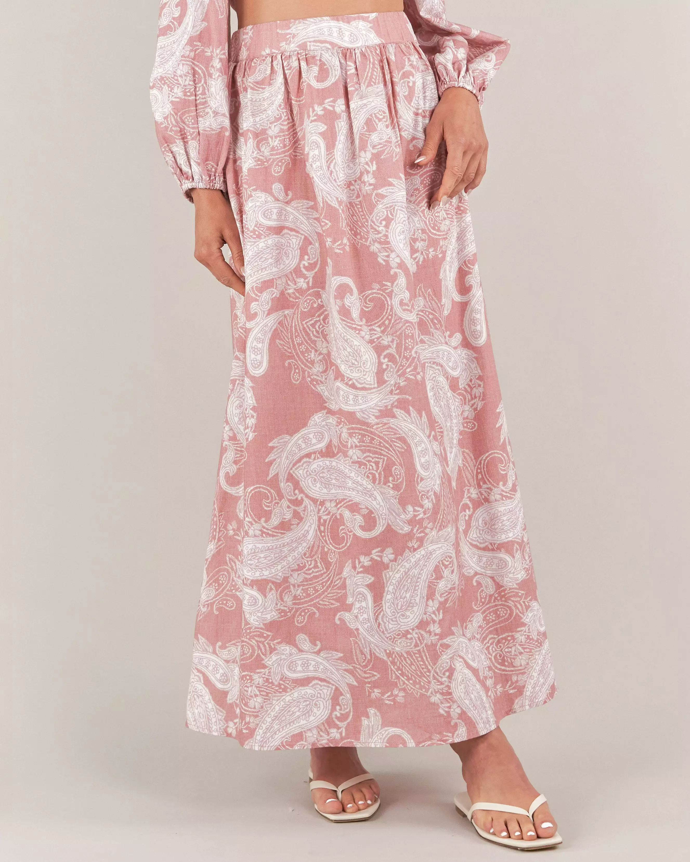 Rosa Paisley Linen Maxi Skirt - Shop Now!