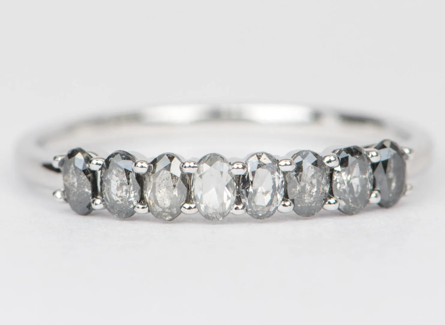 Salt & Pepper Diamond Wedding Band - Ombré Style in White Gold