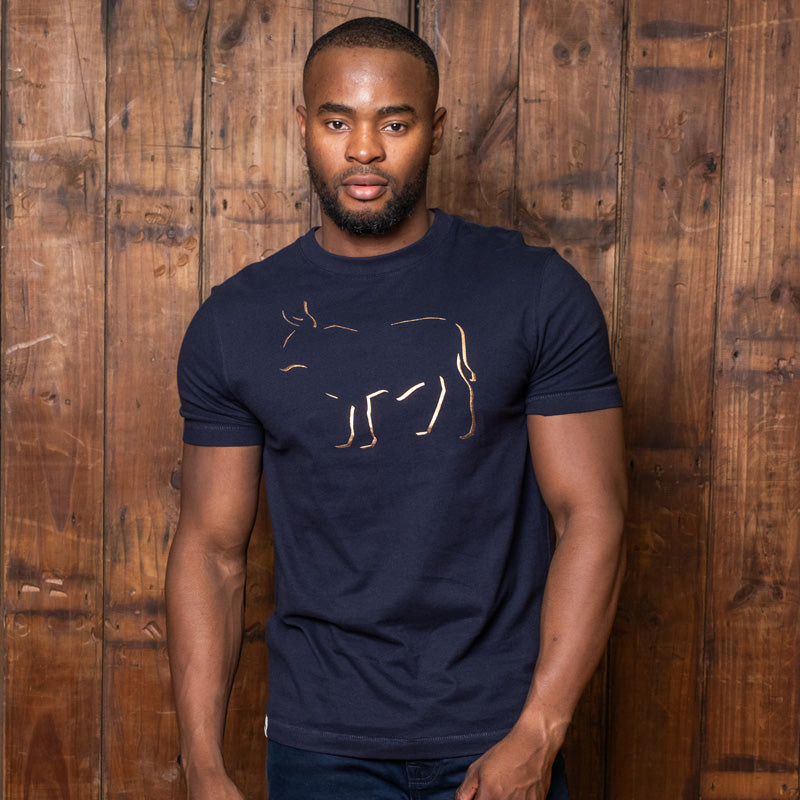 Shadow Lines Nguni Crew T-shirt - Midnight Blue