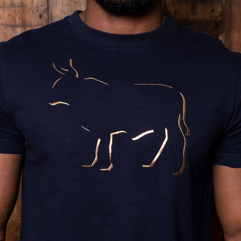 Shadow Lines Nguni Crew T-shirt - Midnight Blue