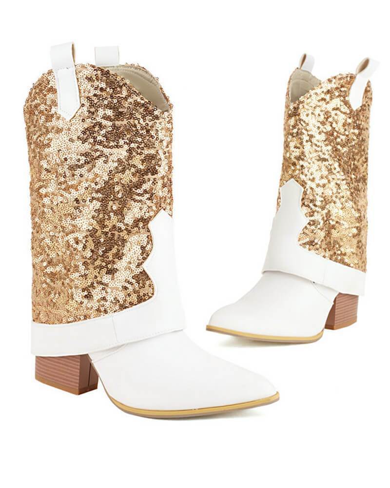 Shiny Glitter High Heel Boots.