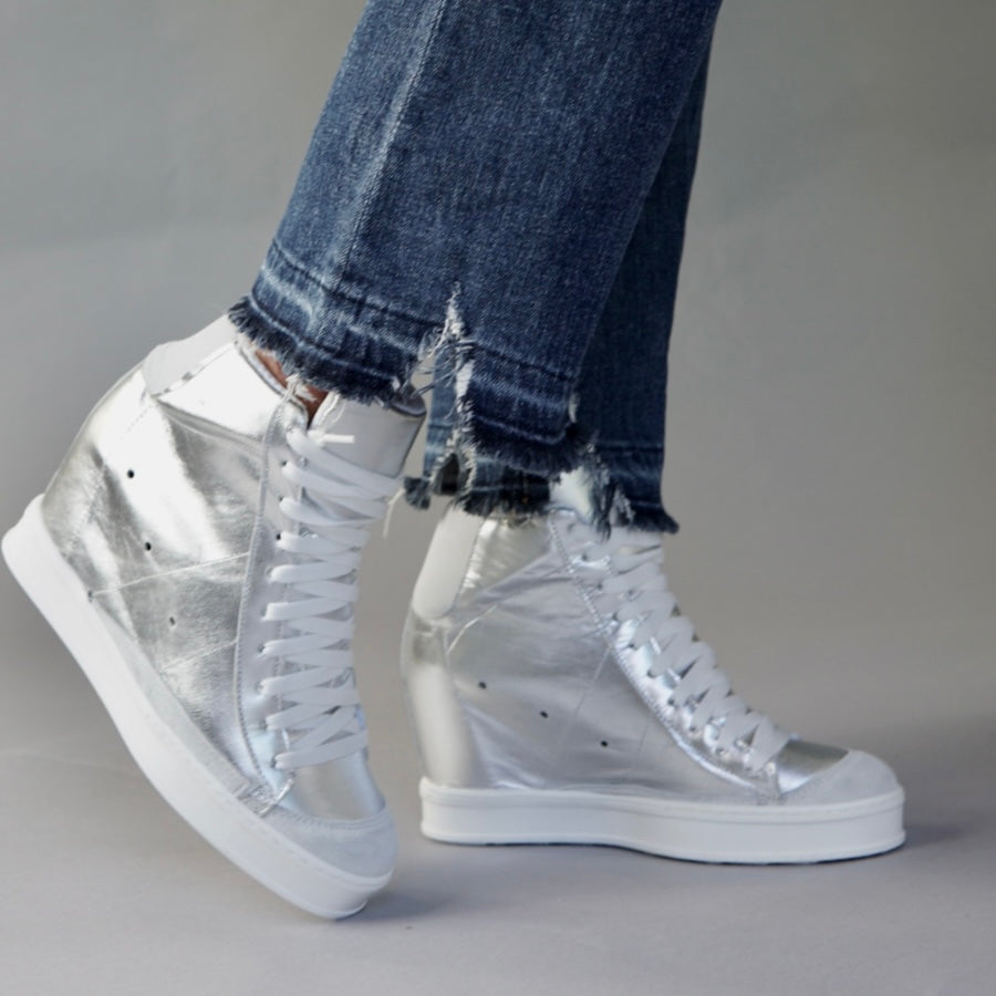 Silver Wedge Sneaker