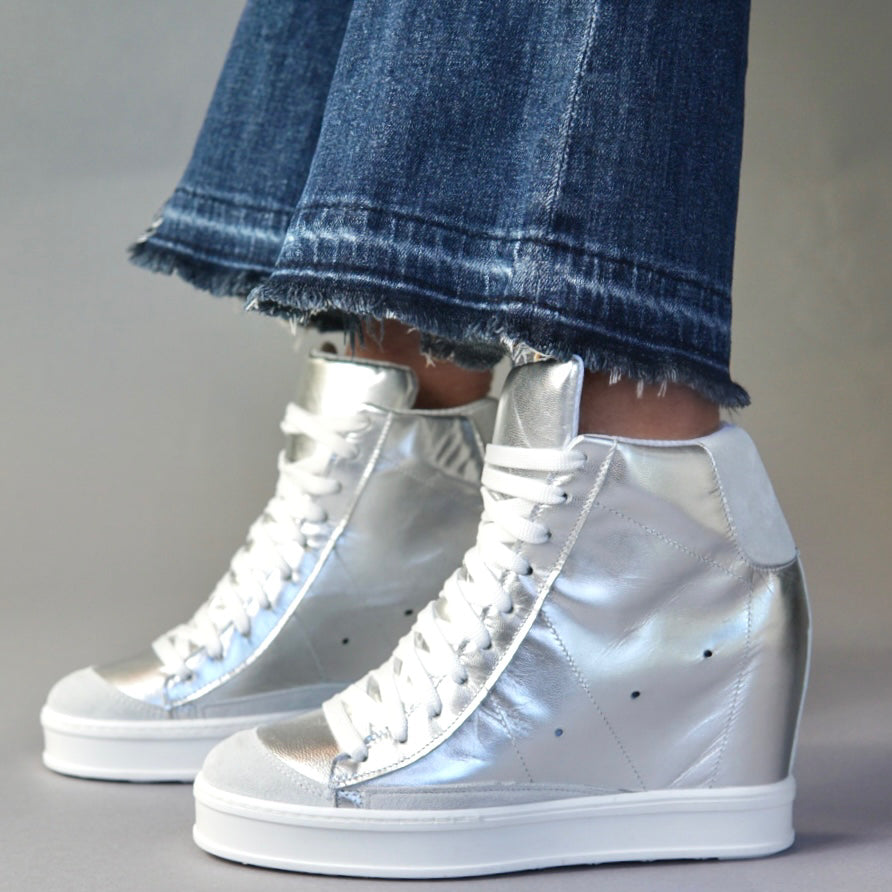 Silver Wedge Sneaker