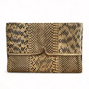 Snakeskin Leather Clutch - Margold