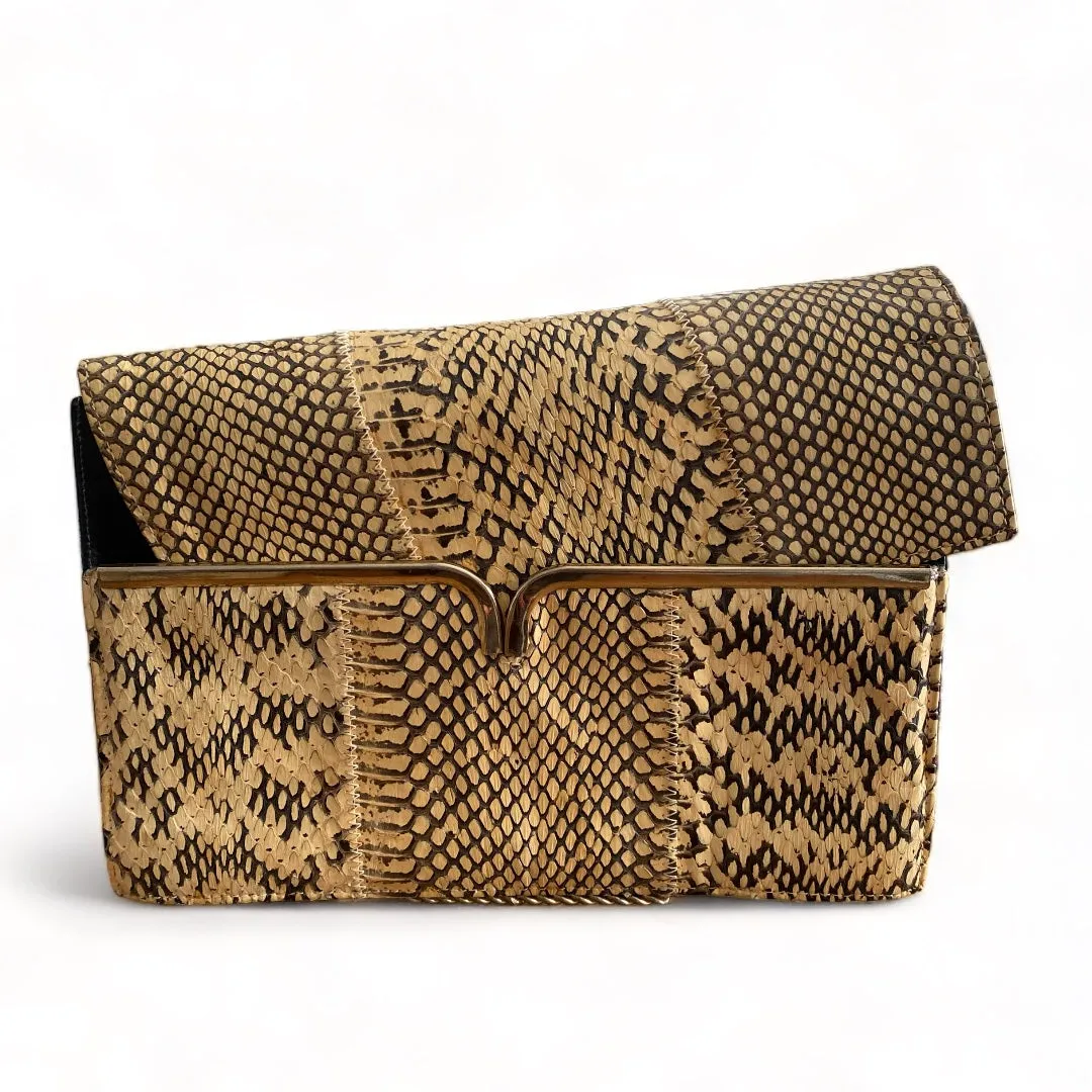 Snakeskin Leather Clutch - Margold