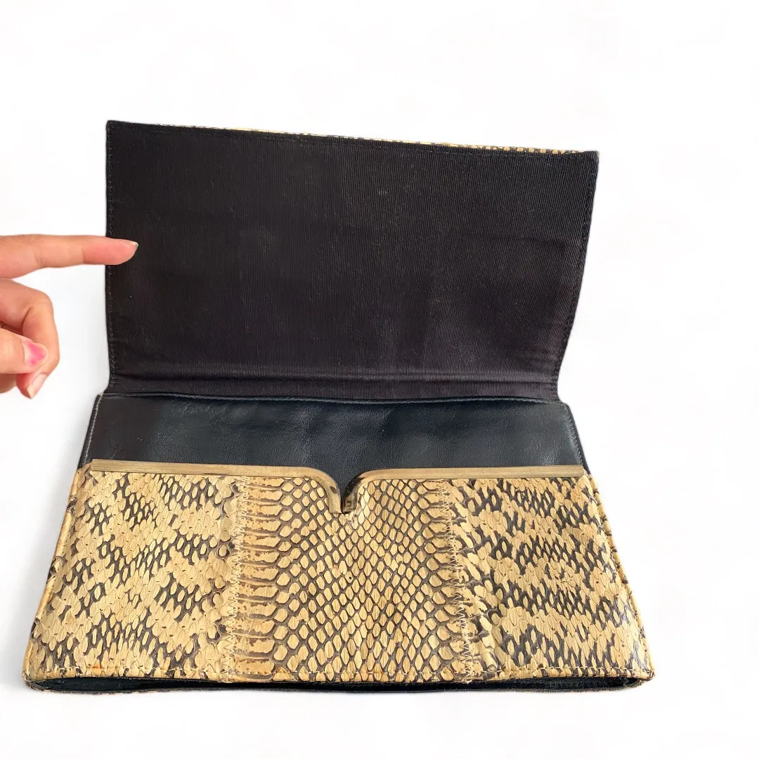 Snakeskin Leather Clutch - Margold