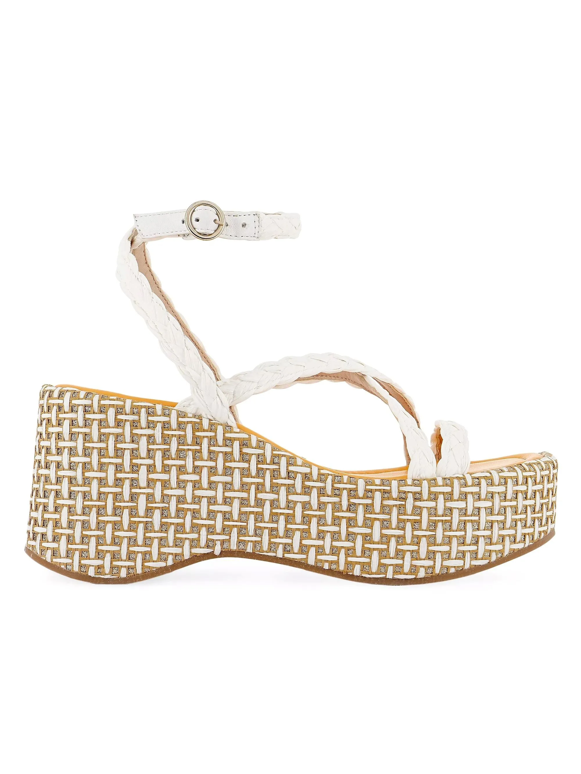 Sophia Webster Miranda Flatform Sandal in White Raffia