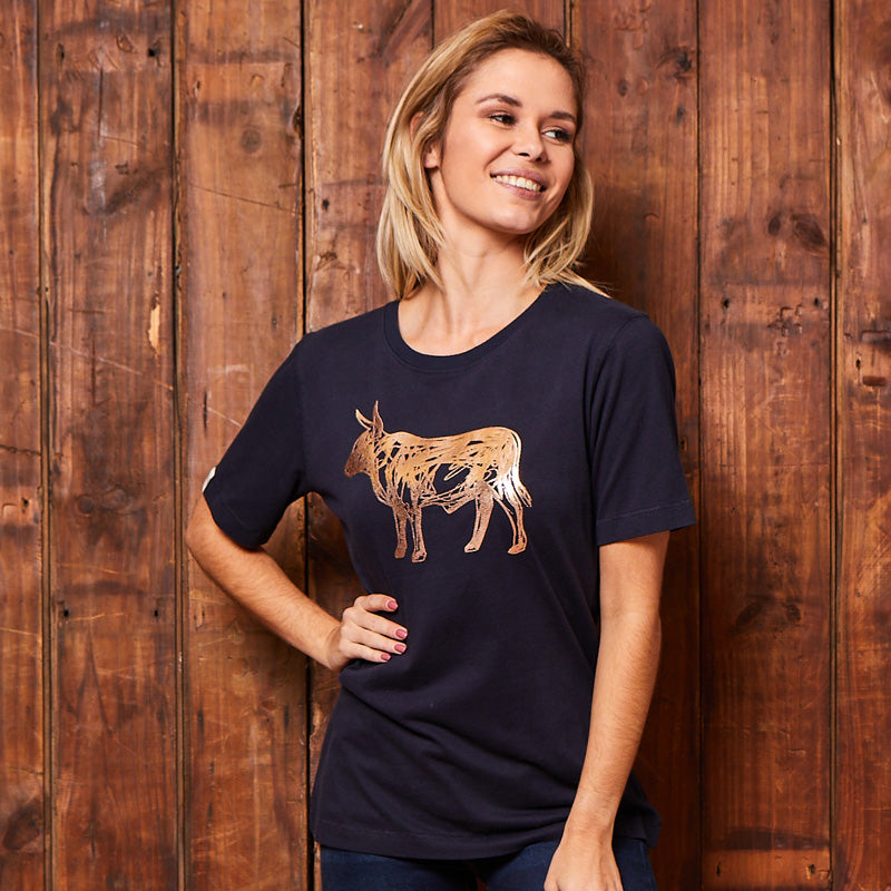 Squiggle Outline Nguni Crew Tee Midnight