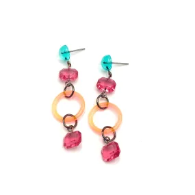 Statement Earrings with Neon & Gem