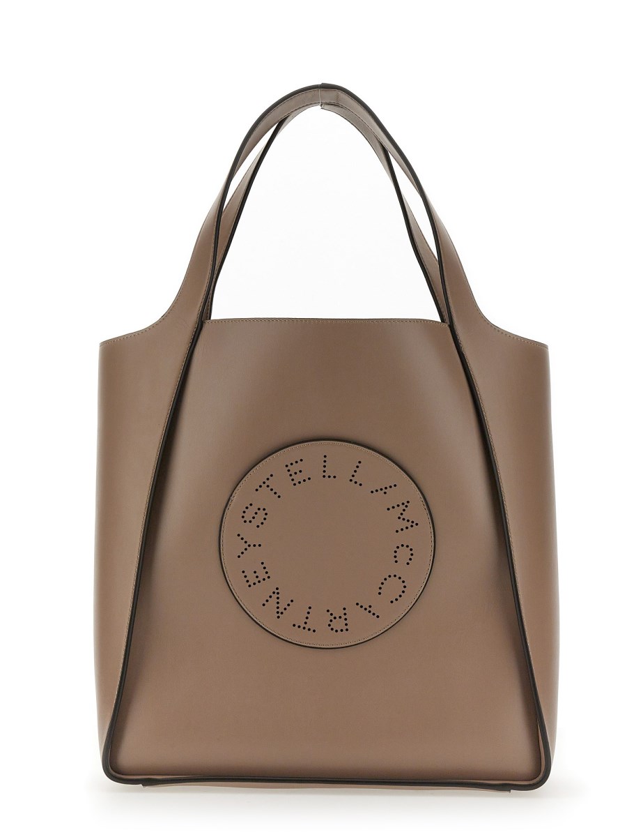 STELLA McCARTNEY    SQUARE TOTE BAG WITH LOGO IN ALTER NAPPA LEATHER