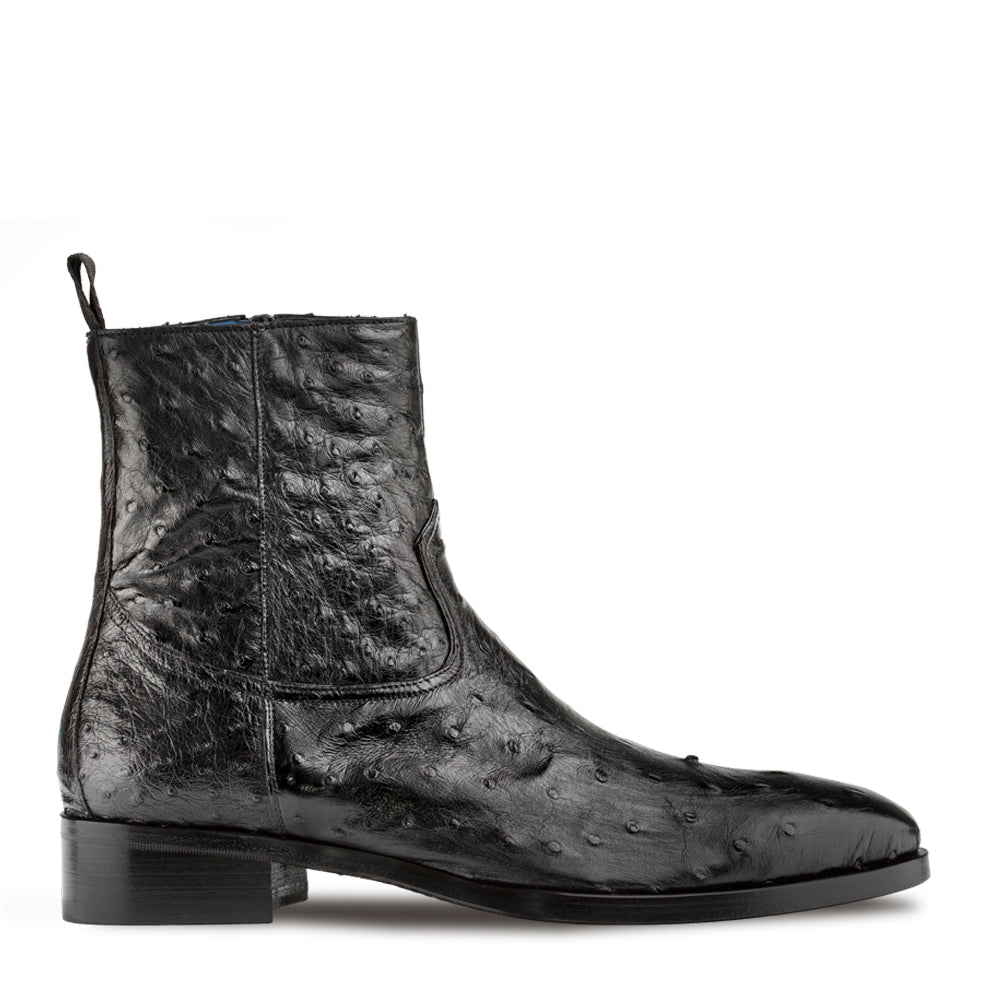 Straight-Heel Exotic Ostrich Boot