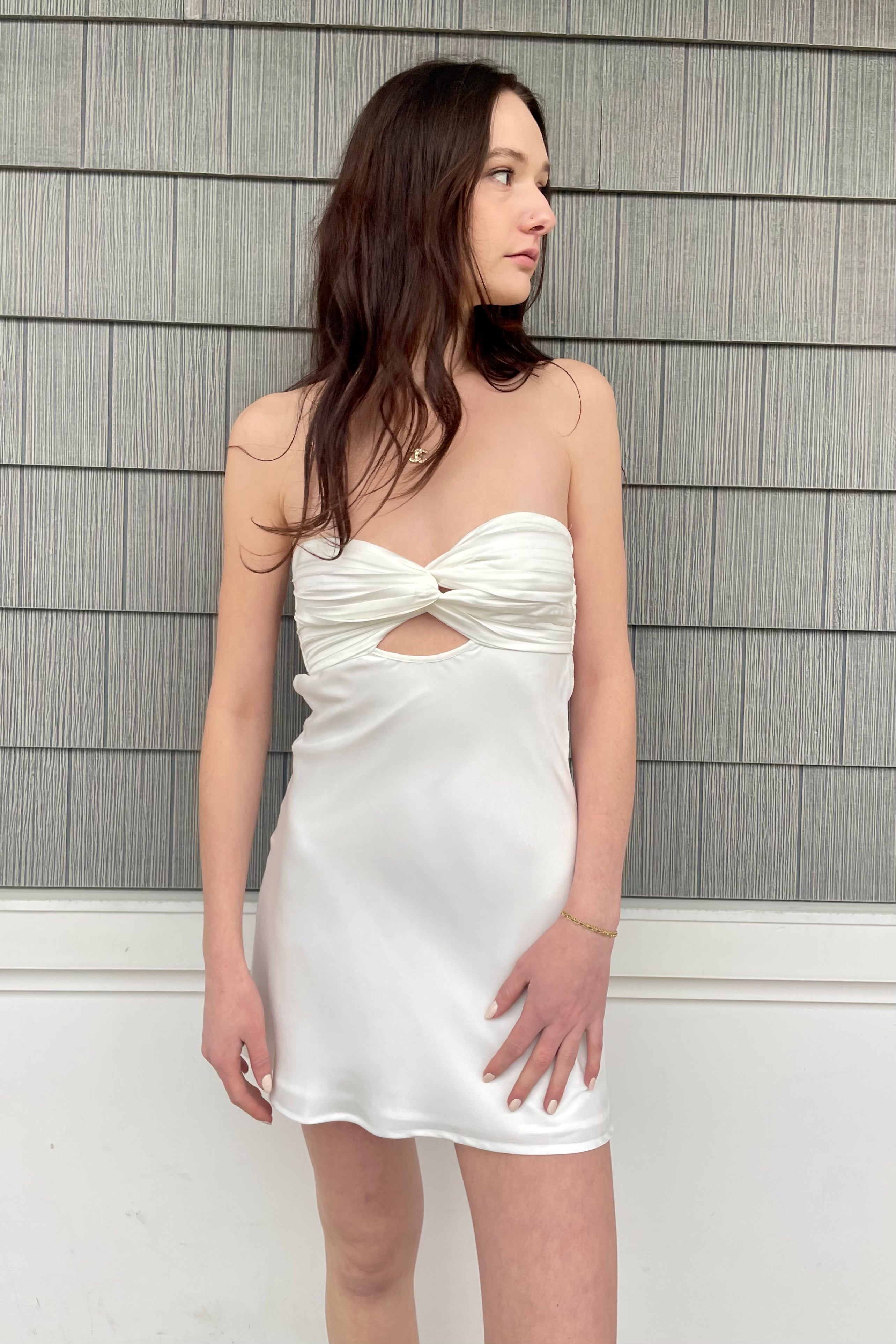 Twist Strapless Slip Dress - Shop Now