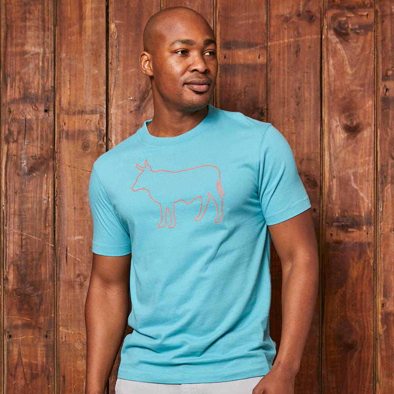 Two-Tone Crew Neck Tee in Aqua