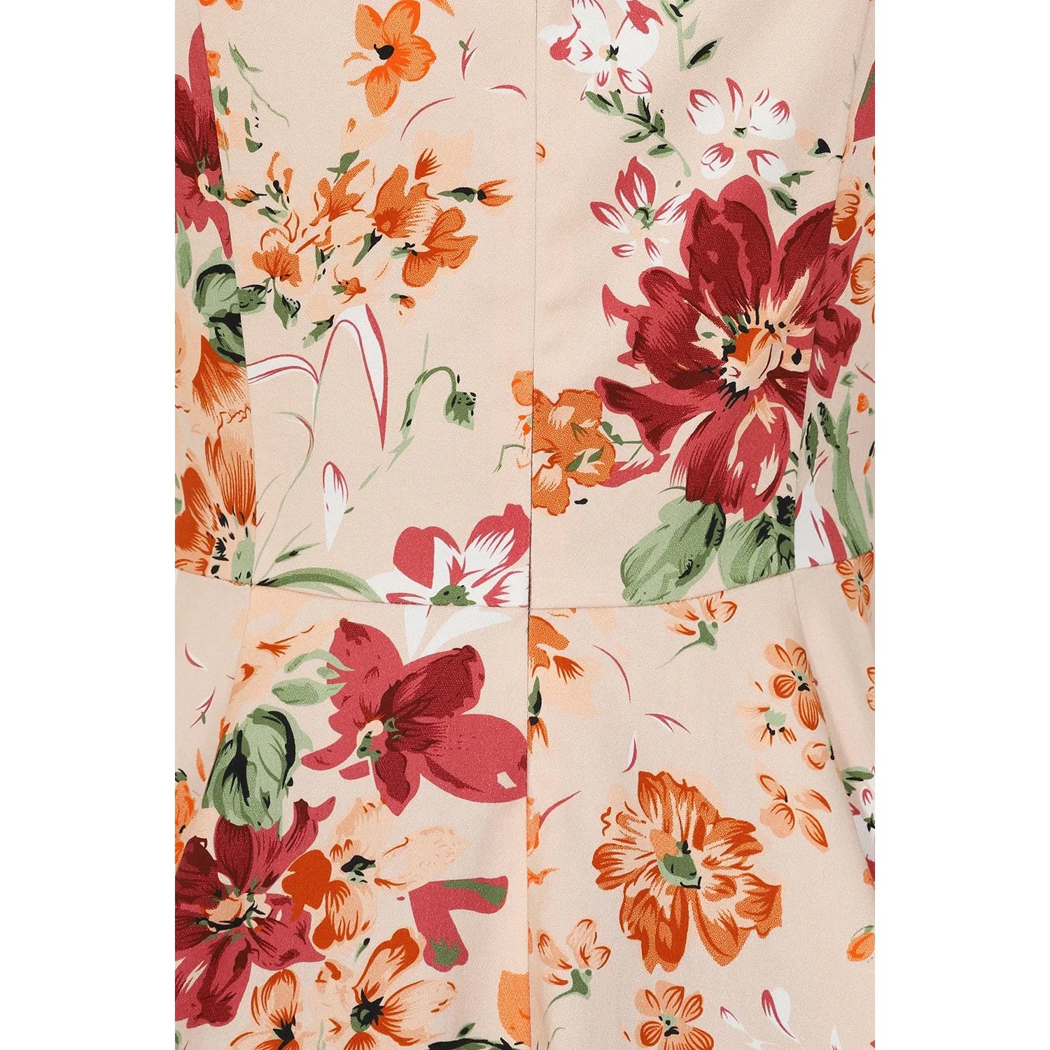 Warm Orange Sleeveless Floral Swing Tea Dress.