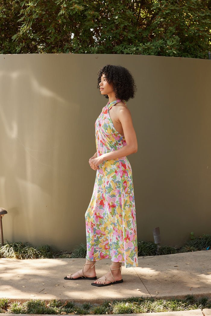 Watercolor Floral Halter Dress