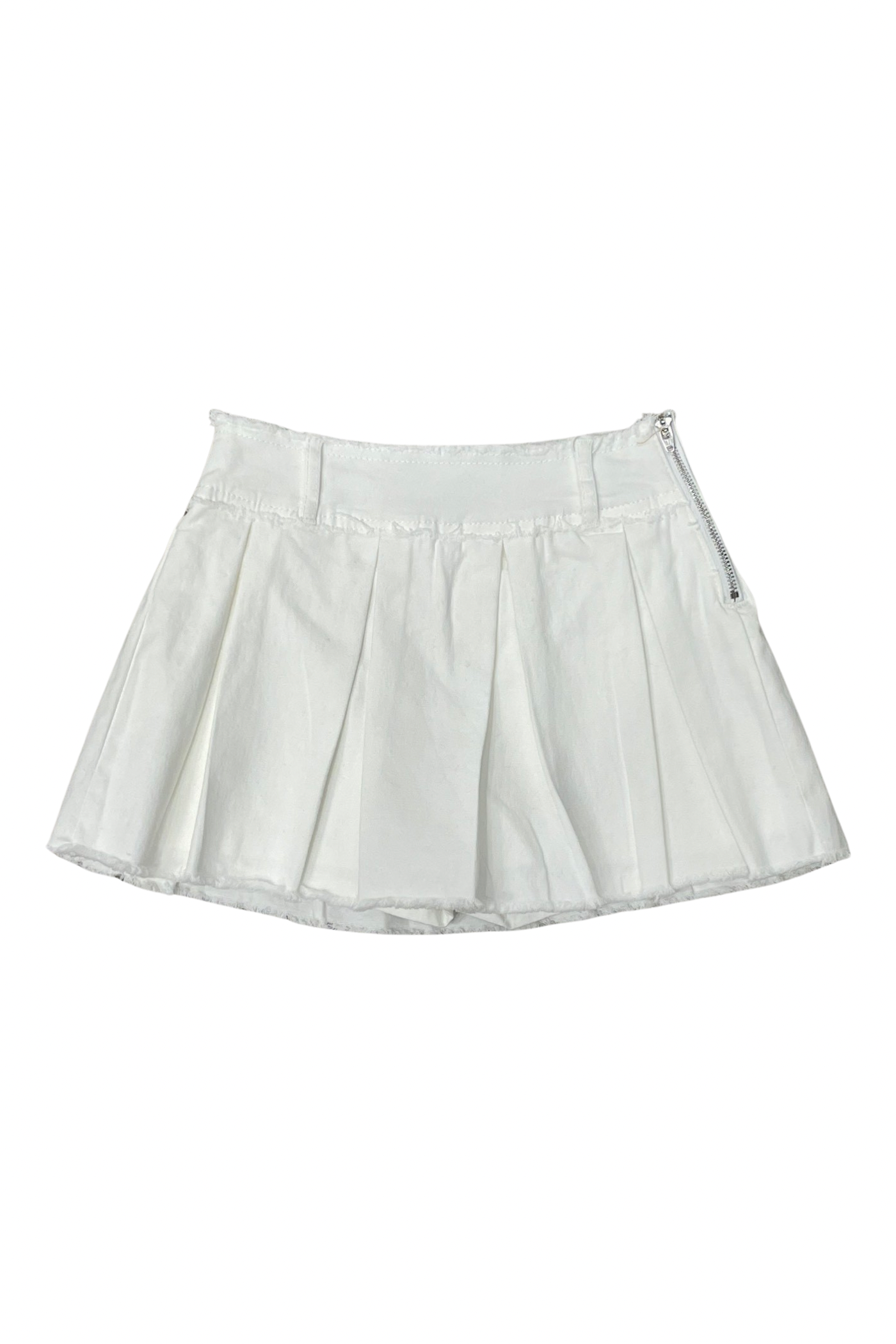 White Denim Pleated Skort - Women's Fashion. Shop Now!